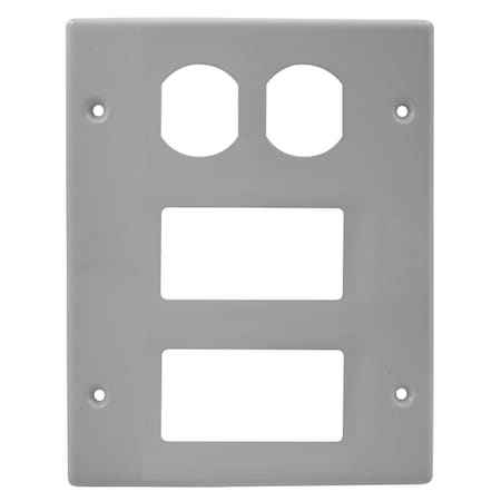 Metal Raceway, HBL6750 Series, Device Cover Plate, 3-Gang, 1) Duplex And 2) Decorator, Gray